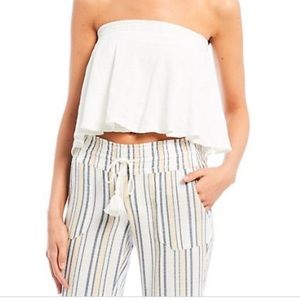 Roxy Enchanted Escape Bandeau White Crop Top NWT